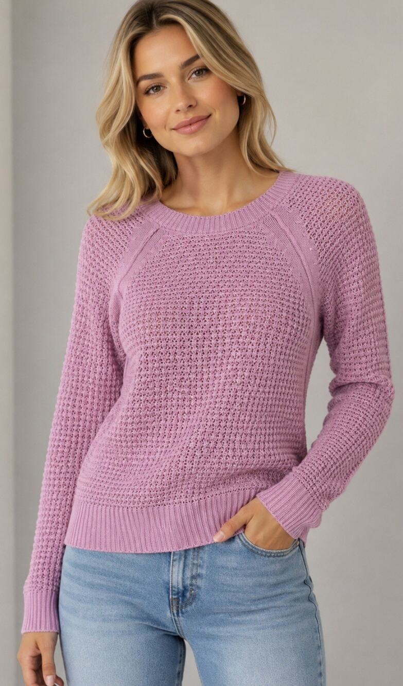 Gap Women’s Pink Knit Pullover Sweater Crew Neck Raglan Long Sleeve Size M